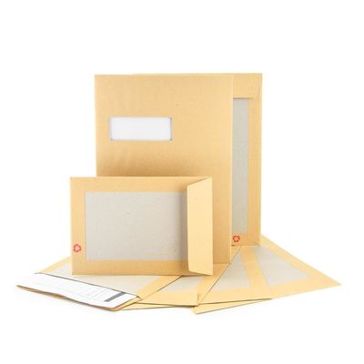 Busta di spedizione di taglia personalizzata con carta kraft marrone e protezione posteriore in cartone grigio